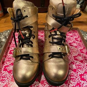 Jeffrey Campbell Metallic Gold/Bronze Wedge Sneakers Worn 1 hour for photo shoot